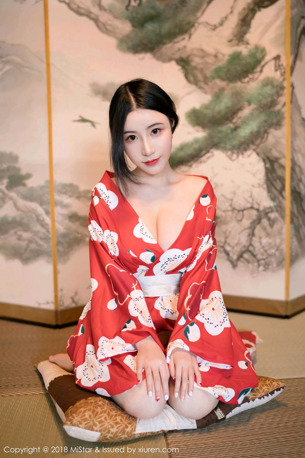[MiStar魅妍社]Vol.210_嫩模谢芷馨Sindy北海道旅拍娇艳红色和服半露豪乳诱惑写真43P