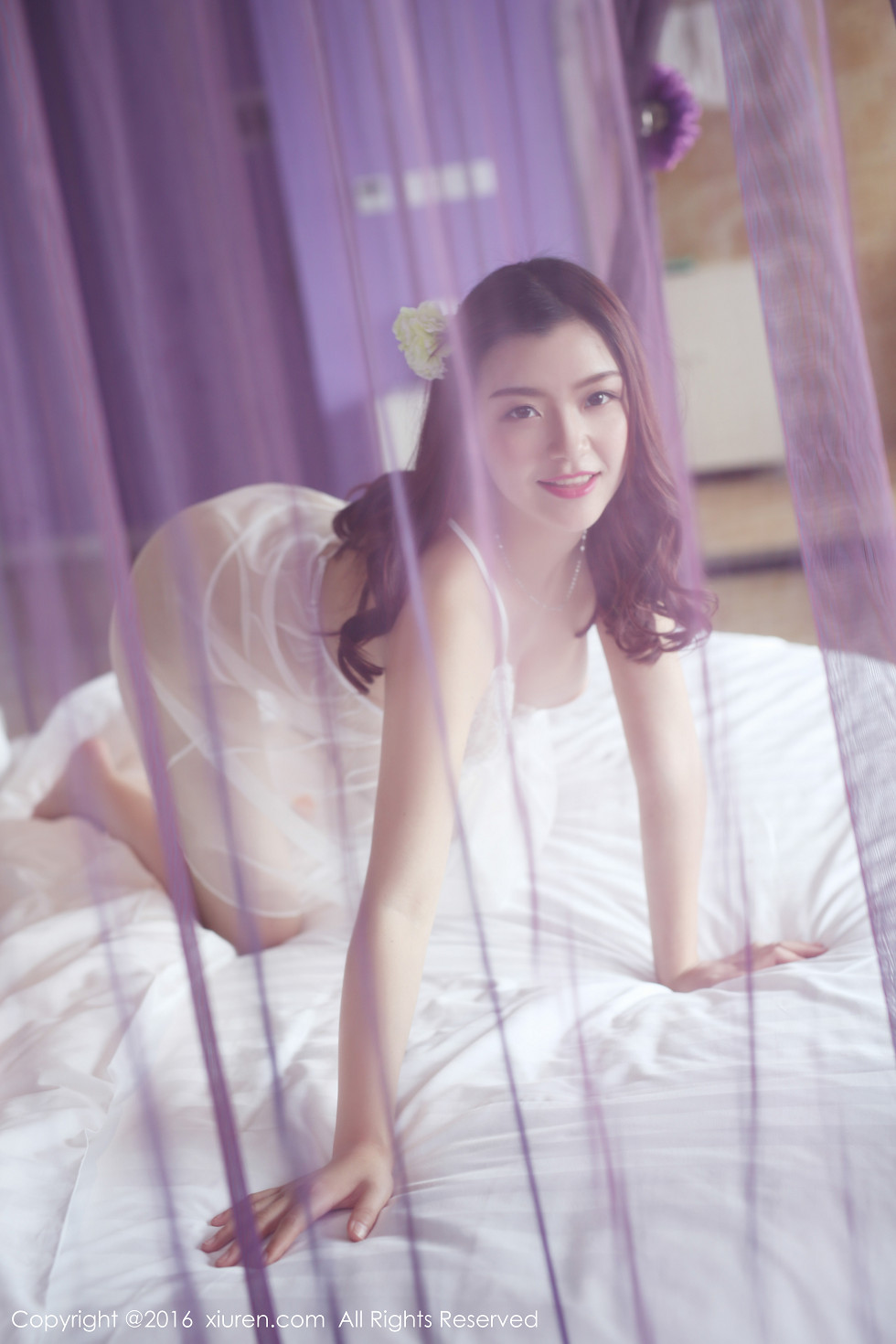 [XiuRen秀人网]No.503_嫩模夏晓Maggy白色蕾丝透纱秀豪乳美臀极致诱惑写真50P