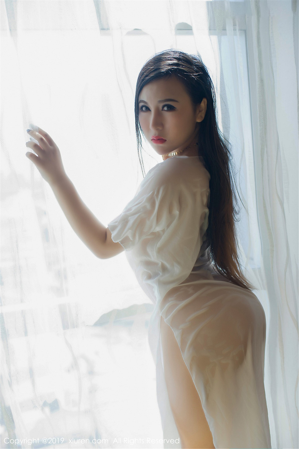 [XiuRen秀人网]No.1588_嫩模伊诺私房白色情趣薄纱透视秀傲人豪乳惹火诱惑写真47P